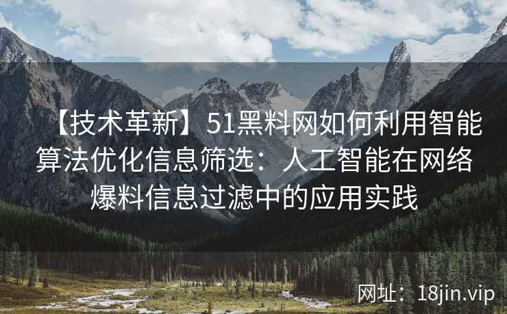 【技术革新】51黑料网如何利用智能算法优化信息筛选：人工智能在网络爆料信息过滤中的应用实践