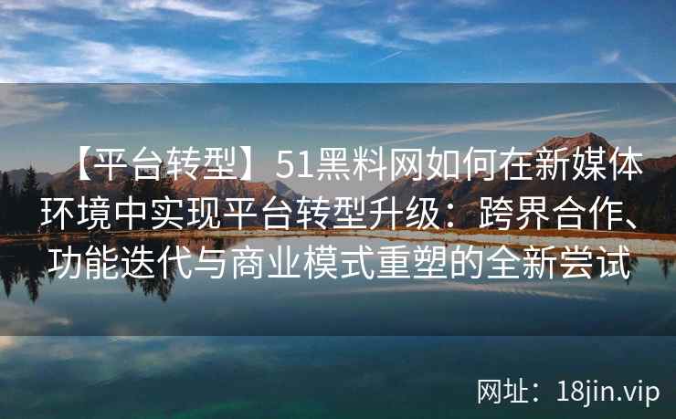 【平台转型】51黑料网如何在新媒体环境中实现平台转型升级：跨界合作、功能迭代与商业模式重塑的全新尝试
