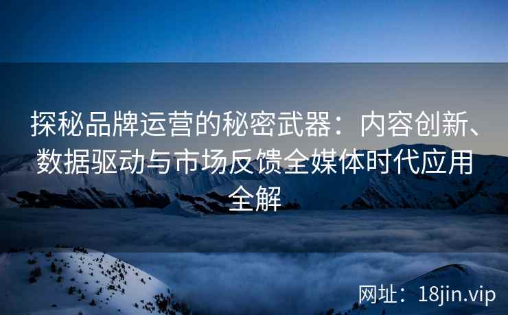 探秘品牌运营的秘密武器：内容创新、数据驱动与市场反馈全媒体时代应用全解