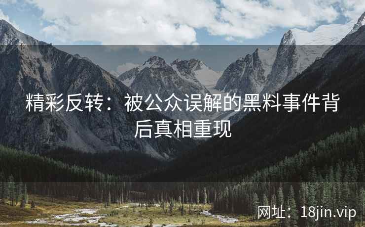 精彩反转：被公众误解的黑料事件背后真相重现
